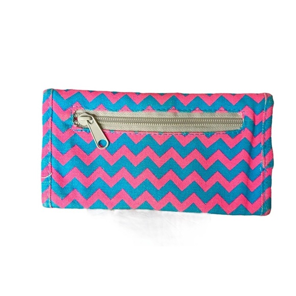 KAVU Blue & Pink Zig Zag Cotton & Nylon Trifold Long Wallet - Picture 5 of 9